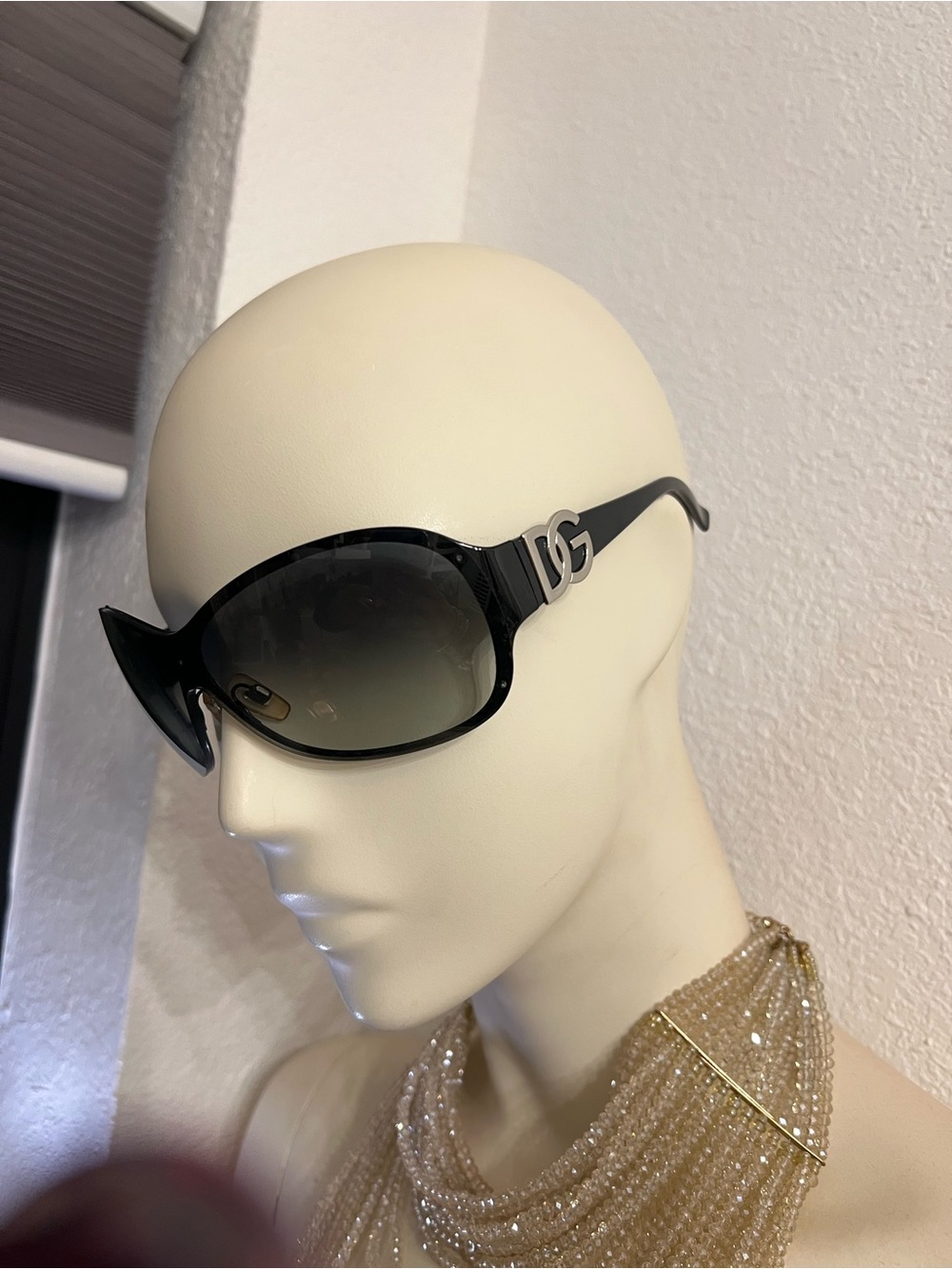 Dolce & Gabbana Black Oval Women's Sunglasses with Silver DG Logo